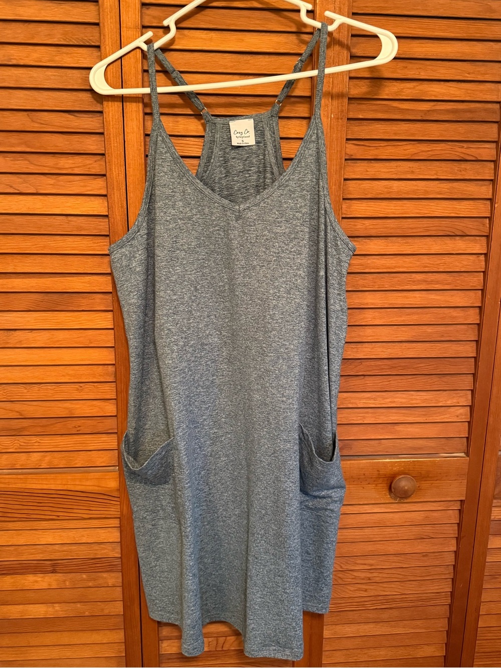 Cozy Co. Heathered Blue Racerback Dress